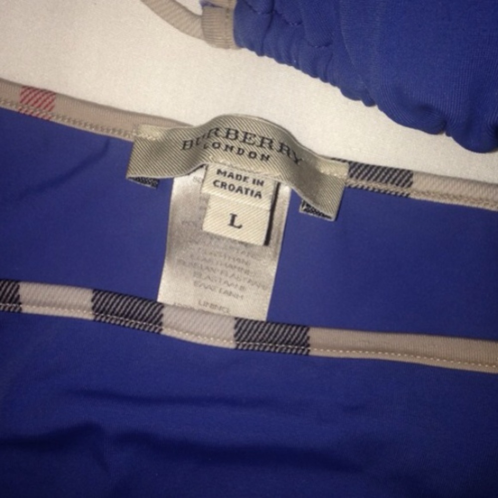 Burberry Cobalt Blue Triangle Bikini with Signature Check Straps - Picture 2 of 3